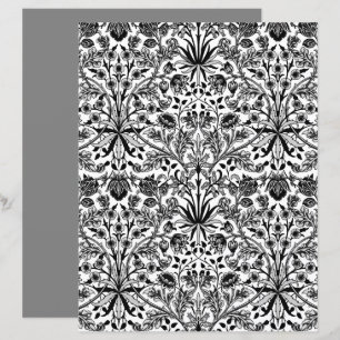 Papier William Morris Hyacinth Imprimer, noir, blanc et g