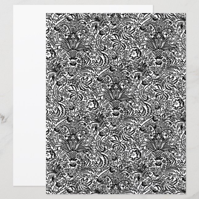 Papier William Morris Indien, noir et blanc (Devant / Derrière)