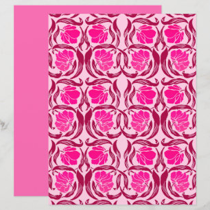 Papier William Morris Pimpernel, Fuchsia & Pink clair