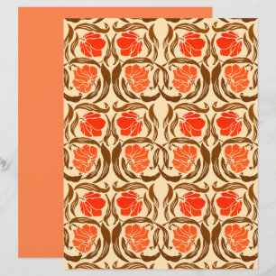 Papier William Morris Pimpernel, Mandarin Orange & Brown