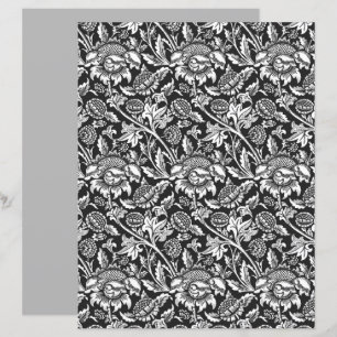 Papier William Morris Sunflowers, noir, blanc et gris