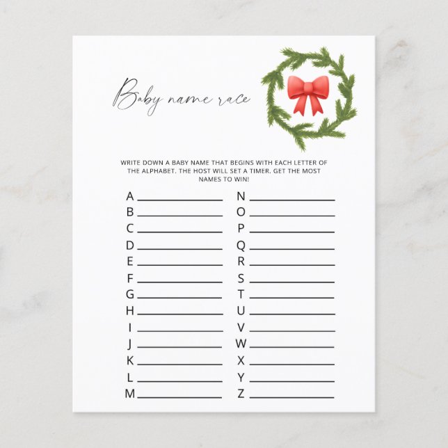 Papier Winter Baby jeu de course de nom (Devant)