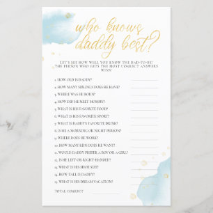 Papier Winter Blue Baby shower Jeu Qui Connaît Daddy Meil