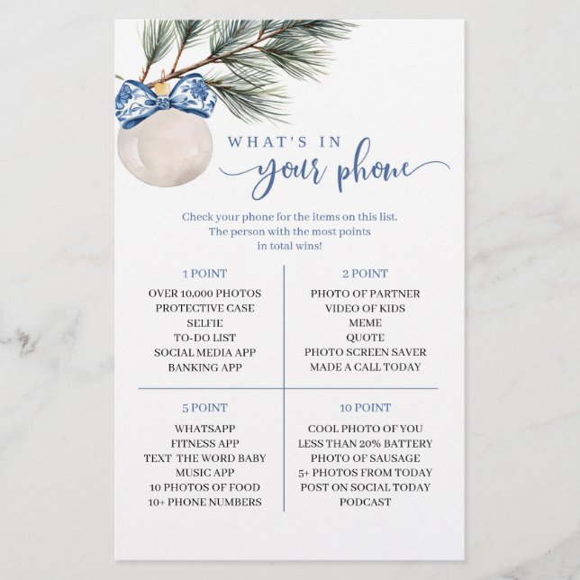 Papier Winter Chinoiserie Bow What's In Your Phone Game (Devant)