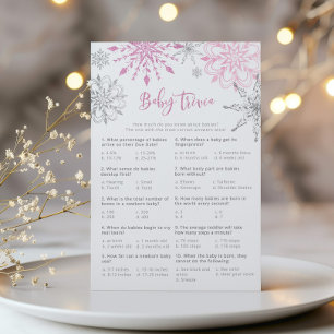 Papier Winter Pink argent snowflèches bébé trivia jeu