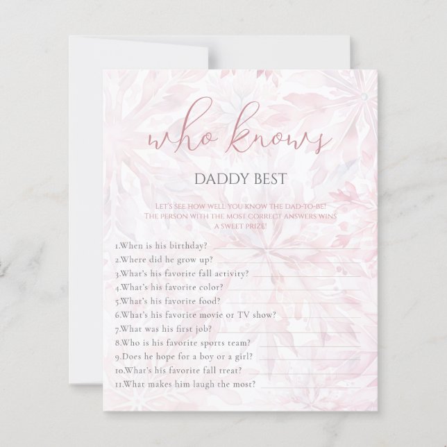 Papier Winter Pink Snowflake Qui Connaît Daddy Jeu (Devant)