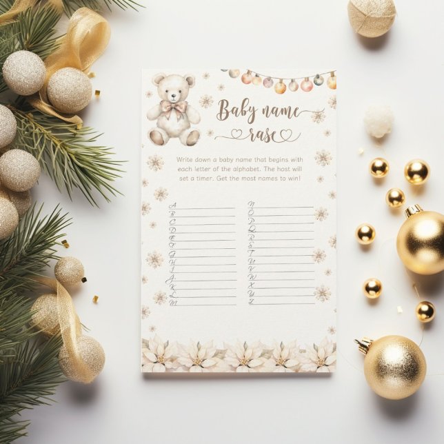 Papier Winter Teddy Bear baby nom course jeu de baby show (Créateur téléchargé)