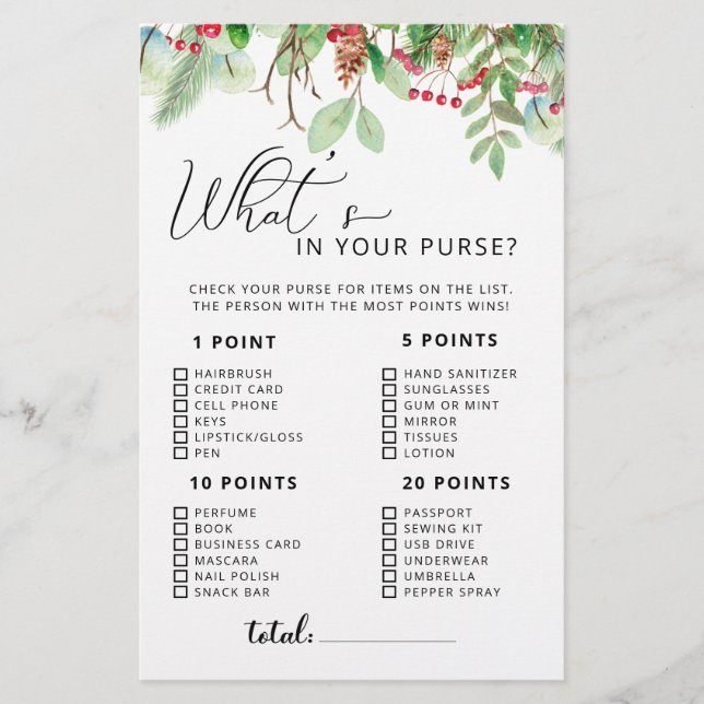 Papier Winter What's in Your Purse Game (Devant)