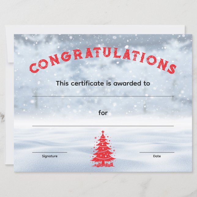 Papier Winter Wonderland Christmas Award Certificate (Devant)