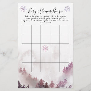 Papier Winter Wonderland Girl Baby shower Bingo Jeu