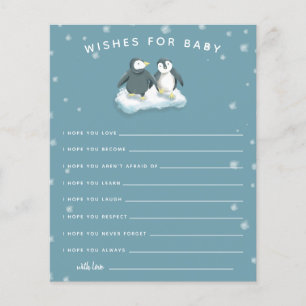 Papier Winter Wonderland Penguins Bleu Voeux pour bébé