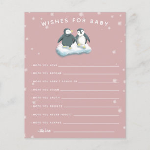 Papier Winter Wonderland Penguins Roses Voeux pour bébé