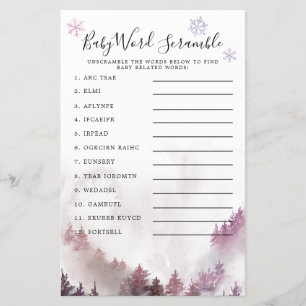 Papier Winter Wonderland Pink Baby Word Scramble Jeu