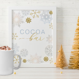 Papier Winter Wonderland Simple Cocoa Bar Sign - Blue