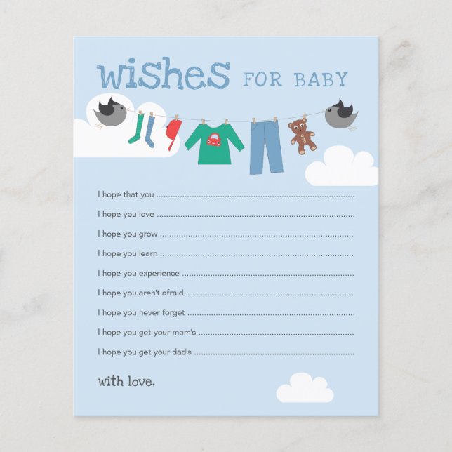 Papier Wish for Baby Baby shower Clothesline Conseils Car (Devant)