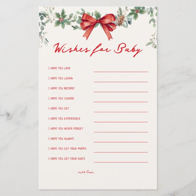 Papier Wishes For Baby Christmas Baby Shower Games (Devant)