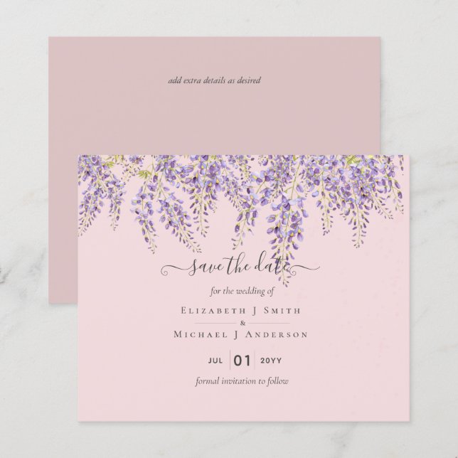 Papier Wisteria Économie Dates Dusty rose Mariage BUDGET (Devant / Derrière)