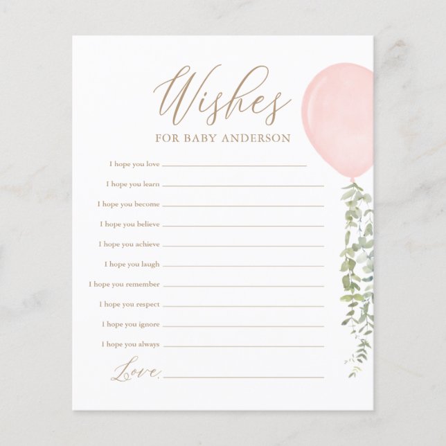 Papier Wives for Baby Pink Balloon Baby shower jeu (Devant)