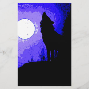 Papier Wolf Howling à Moon