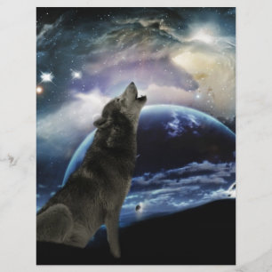Papier Wolf hurle sur la lune