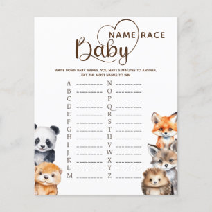 Papier Woodland Animals Baby Name Race Game Card