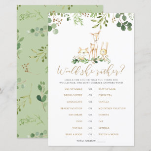 Papier Woodland Animaux Voudrait-Elle Plutôt Baby shower 