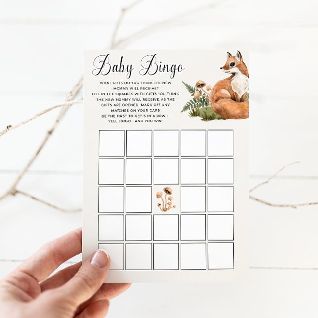 Papier Woodland Baby shower Jeu de Bingo (Créateur téléchargé)