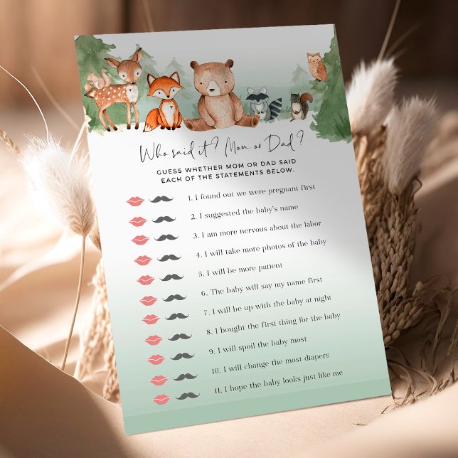 Papier Woodland Baby shower Jeu Qui L'A Dit? (Créateur téléchargé)