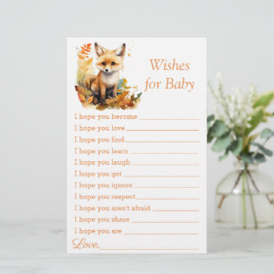 Papier Woodland Fox mignon souhaits pour le jeu de Baby s