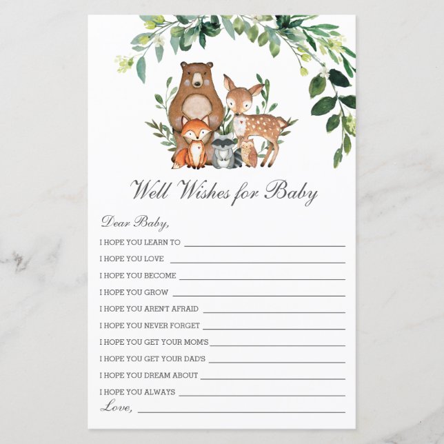 Papier Woodland Greenerife Wives for Baby shower Card (Devant)