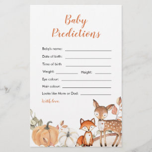 Papier Woodland Oh garçon Citrouille prédiction de bébé