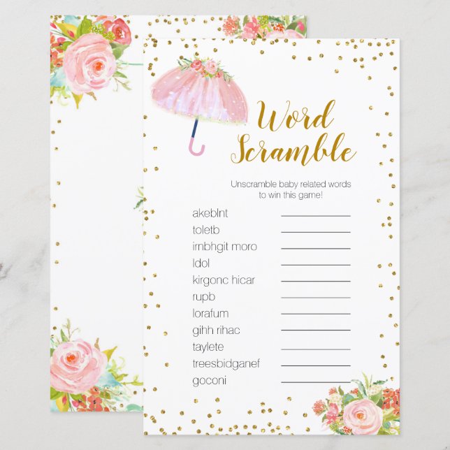 Papier Word Scramble Jeu Avril Douches Apporter Mai Fleur (Devant / Derrière)