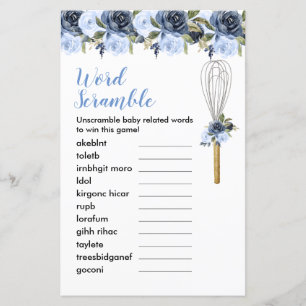 Papier Word Scramble Jeu Marine Floral Bientôt être Whisk