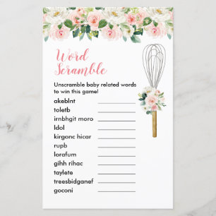 Papier Word Scramble Jeu rose Floral Bientôt être Whisky