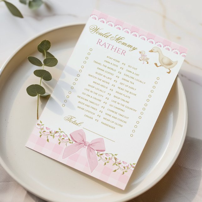 Papier Would Mommy Rather Silly Goose Pink Gingham game (Créateur téléchargé)