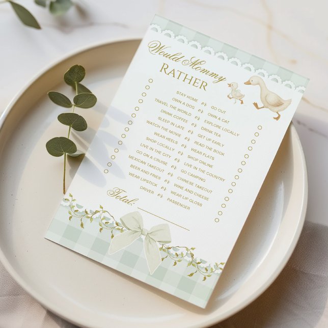 Papier Would Mommy Rather Silly Goose Sage Gingham game (Créateur téléchargé)