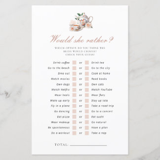 Papier Would She Rather Tea Party Bridal Shower Game