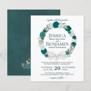 Papier Wreath of Turquoise Roses Élégant BUDGET Mariage I