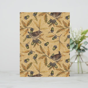 Papier Wrens et glands sur le miel