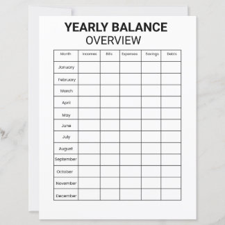 Papier Yearly Balance Overview Notepad
