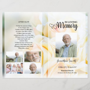 Papier yellow floral Funeral Program template