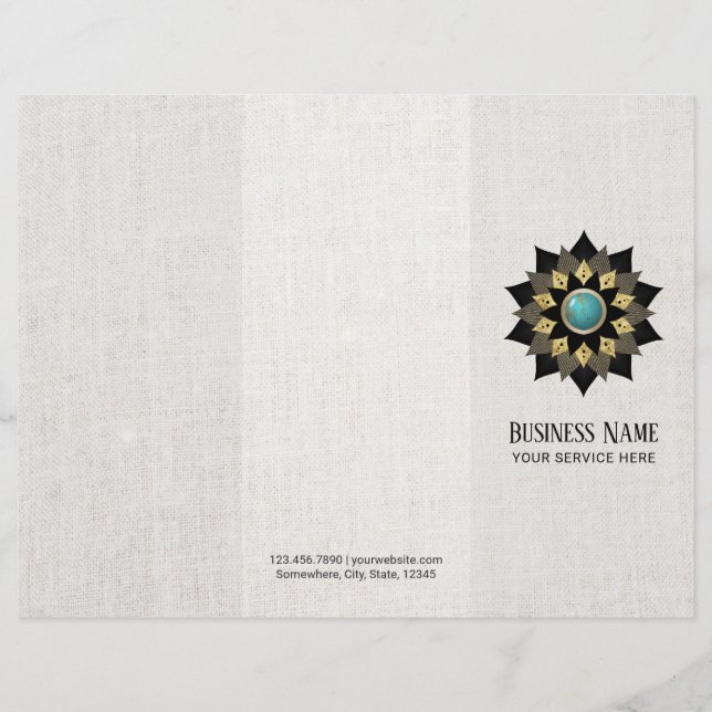 Papier Yoga Black Gold Lotus Mandala Faux Linen Tripli (Devant)