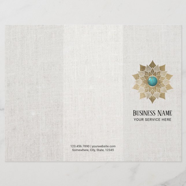 Papier Yoga Gold Turquoise Lotus Mandala Linen Tripli (Devant)