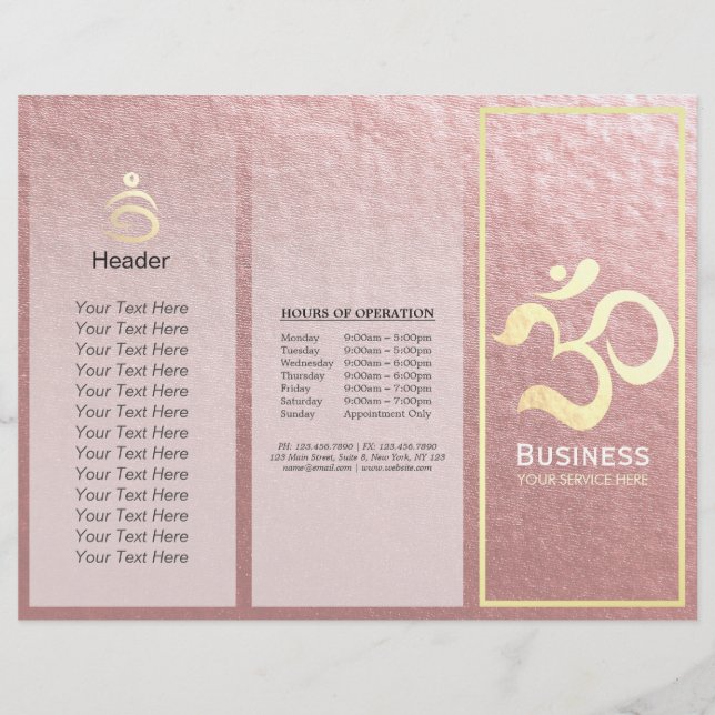Papier Yoga Studio Méditation Instructeur OM Sign Tri-Fol (Devant)