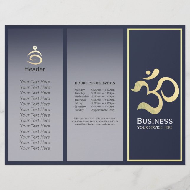 Papier Yoga Studio Méditation Instructeur OM Sign Tri-Fol (Devant)
