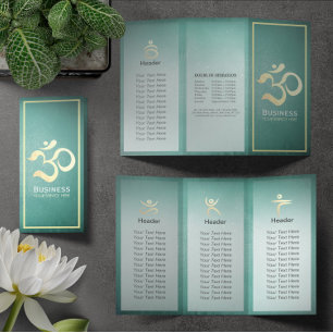Papier Yoga Studio Méditation Instructeur OM Sign Tri-Fol