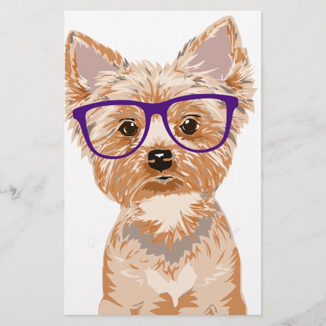 Papier Yorkie porte des lunettes (Devant)