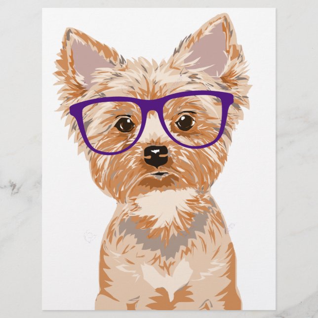 Papier Yorkshire Terrier Portant des Lunettes (Devant)