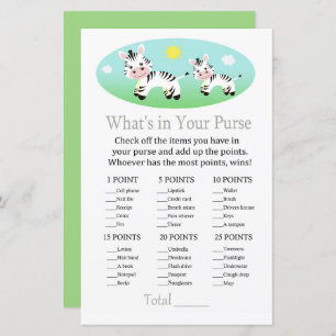 Papier Zebra Qu'y a-t-il dans votre baby shower de jeu à 