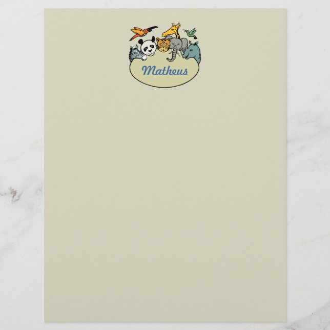 Papier zoo personnalisé animaux de famille (Devant)